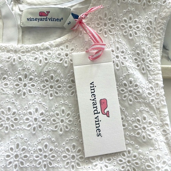 Vineyard Vines White Eyelet Ruffle Bottom Fit N Flare Allamanda Dress—2 - Picture 12 of 15